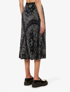 Sacai Pleated Paisley-print Woven Midi Skirt -Ted Baker Store R04180387 NAVY ALT03