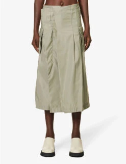 Sacai Pleated Flap-pocket Shell Midi Skirt 9 Sacai Pleated Flap-pocket Shell Midi Skirt -Ted Baker Store R04180391 LKHAKI ALT02