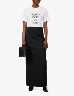 Victoria Beckham Fashion Stole My Smile Slogan-print Organic Cotton-jersey T-shirt -Ted Baker Store R04180530 WHITE ALT01