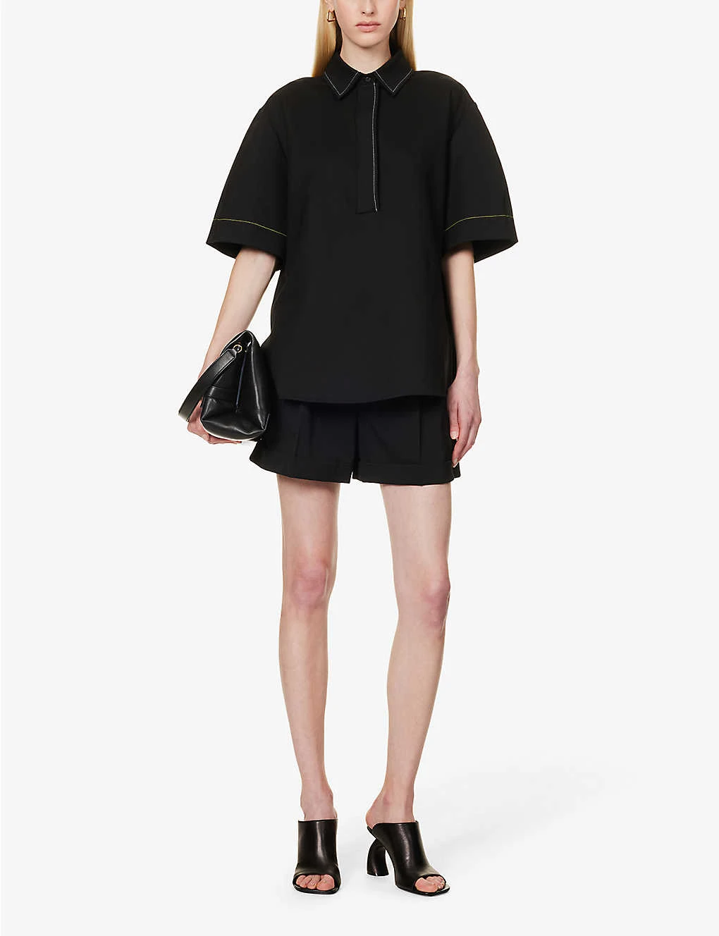 Victoria Beckham Oversized Contrasting-stitch Stretch-woven Shirt 4 Victoria Beckham Oversized Contrasting-stitch Stretch-woven Shirt - Image 2