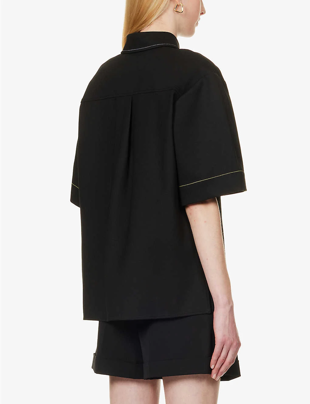 Victoria Beckham Oversized Contrasting-stitch Stretch-woven Shirt 6 Victoria Beckham Oversized Contrasting-stitch Stretch-woven Shirt - Image 4
