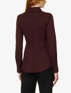 Victoria Beckham Patch-pocket Contrast-stitch Slim-fit Stretch-woven Shirt -Ted Baker Store R04180557 ROSEWOOD ALT03