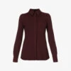 Victoria Beckham Patch-pocket Contrast-stitch Slim-fit Stretch-woven Shirt -Ted Baker Store R04180557 ROSEWOOD M