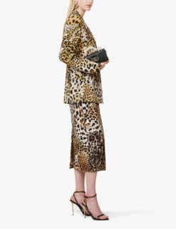 Roberto Cavalli Leopard-print High-rise Satin Midi Skirt -Ted Baker Store R04180668 MULTICOLOUR ALT01