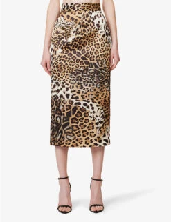 Roberto Cavalli Leopard-print High-rise Satin Midi Skirt -Ted Baker Store R04180668 MULTICOLOUR ALT02