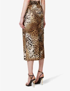 Roberto Cavalli Leopard-print High-rise Satin Midi Skirt -Ted Baker Store R04180668 MULTICOLOUR ALT03