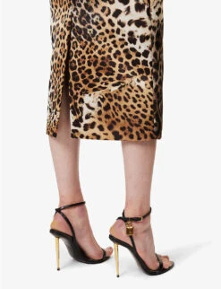 Roberto Cavalli Leopard-print High-rise Satin Midi Skirt -Ted Baker Store R04180668 MULTICOLOUR ALT04