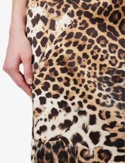 Roberto Cavalli Leopard-print High-rise Satin Midi Skirt -Ted Baker Store R04180668 MULTICOLOUR ALT05