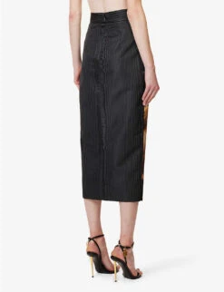 Roberto Cavalli Wild Leda Rococo-print High-rise Satin Midi Skirt -Ted Baker Store R04180669 MULTICOLOUR ALT03