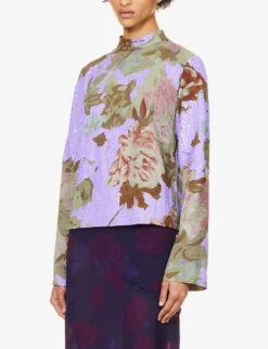Dries Van Noten Floral-print Turtleneck Woven Top 10 Dries Van Noten Floral-print Turtleneck Woven Top -Ted Baker Store R04180720 LILAC ALT02
