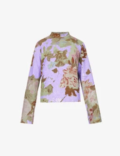 Dries Van Noten Floral-print Turtleneck Woven Top