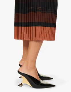 Dries Van Noten Pleated Flared-hem Woven Midi Skirt -Ted Baker Store R04180724 BROWN ALT04