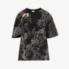 Dries Van Noten Brooch-embellished Floral-print Cotton T-shirt -Ted Baker Store R04180735 BLACK M