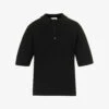 Dries Van Noten Waffle-knit Collared Merino Wool-knitted Polo Shirt -Ted Baker Store R04180739 BLACK M