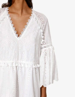 By Malina Khloe Broderie-anglaise Tassel-trim Cotton Mini Dress -Ted Baker Store R04180766 WHITE ALT04