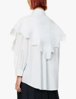 Simone Rocha Broderie-trim Panelled Cotton Shirt 10 Simone Rocha Broderie-trim Panelled Cotton Shirt -Ted Baker Store R04180848 WHITEWHITE ALT03