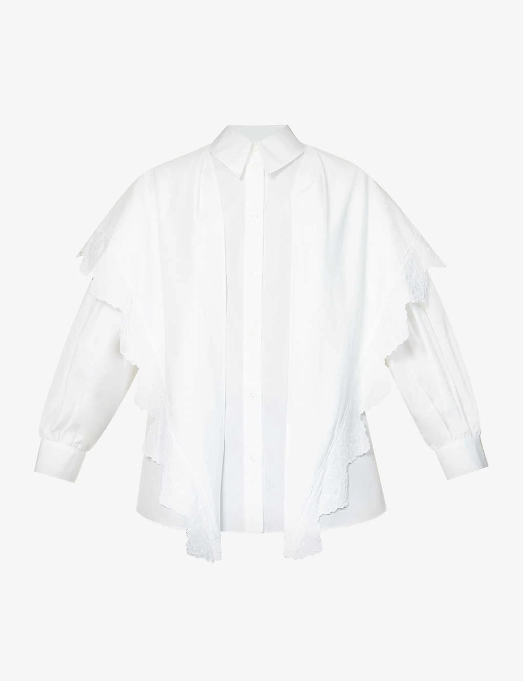 Simone Rocha Broderie-trim Panelled Cotton Shirt 3 Simone Rocha Broderie-trim Panelled Cotton Shirt