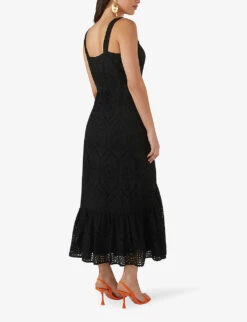 Broderie-anglaise Tiered-hem Cotton Maxi Dress -Ted Baker Store R04181102 BLACK ALT02