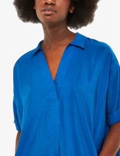 Whistles Melanie V-neck Woven Mini Dress -Ted Baker Store R04181217 BLUE ALT04