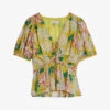 Ted Baker Gabbyie Puff-sleeve Floral-print Woven Top -Ted Baker Store R04181235 MIDYELLOW M