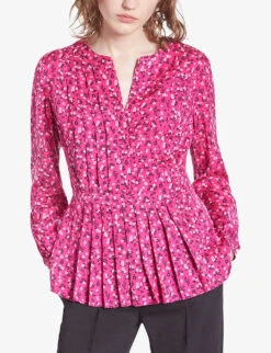 THE KOOPLES Floral-print Long-sleeved Woven Blouse -Ted Baker Store R04181769 PINKBLACK ALT02