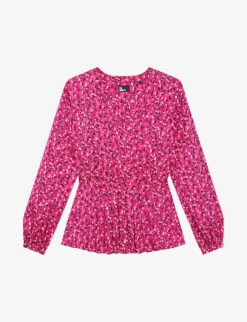 THE KOOPLES Floral-print Long-sleeved Woven Blouse