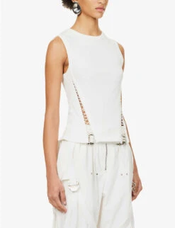 Dion Lee Muscle Cut-out Stretch-cotton Top -Ted Baker Store R04181831 IVORY ALT02