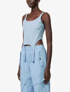 Dion Lee Combat Corseted Stretch-organic Cotton Top -Ted Baker Store R04181832 GLACIER ALT02