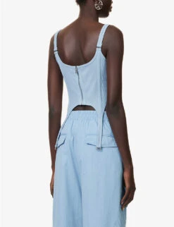 Dion Lee Combat Corseted Stretch-organic Cotton Top -Ted Baker Store R04181832 GLACIER ALT03