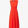 ME AND EM Sleeveless Tie-back Stretch-organic Cotton Midi Dress