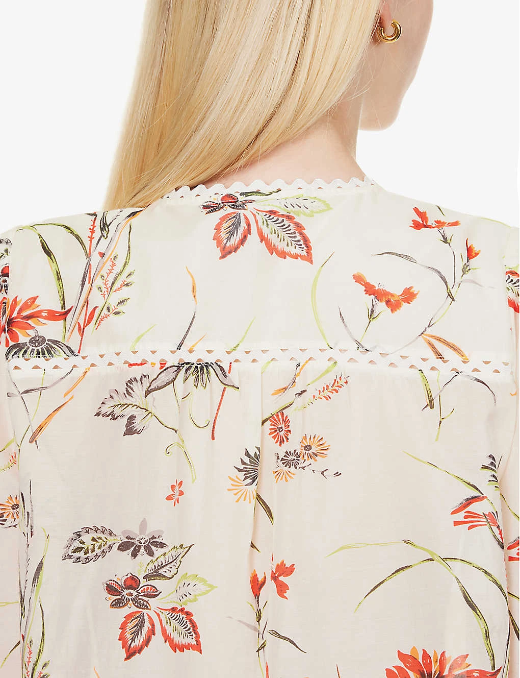 ME AND EM Floral-print Broderie-trim Cotton And Silk-blend Blouse 7 ME AND EM Floral-print Broderie-trim Cotton And Silk-blend Blouse - Image 5