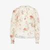 ME AND EM Floral-print Broderie-trim Cotton And Silk-blend Blouse -Ted Baker Store R04181904 CREAMPOPPYREDGREE M