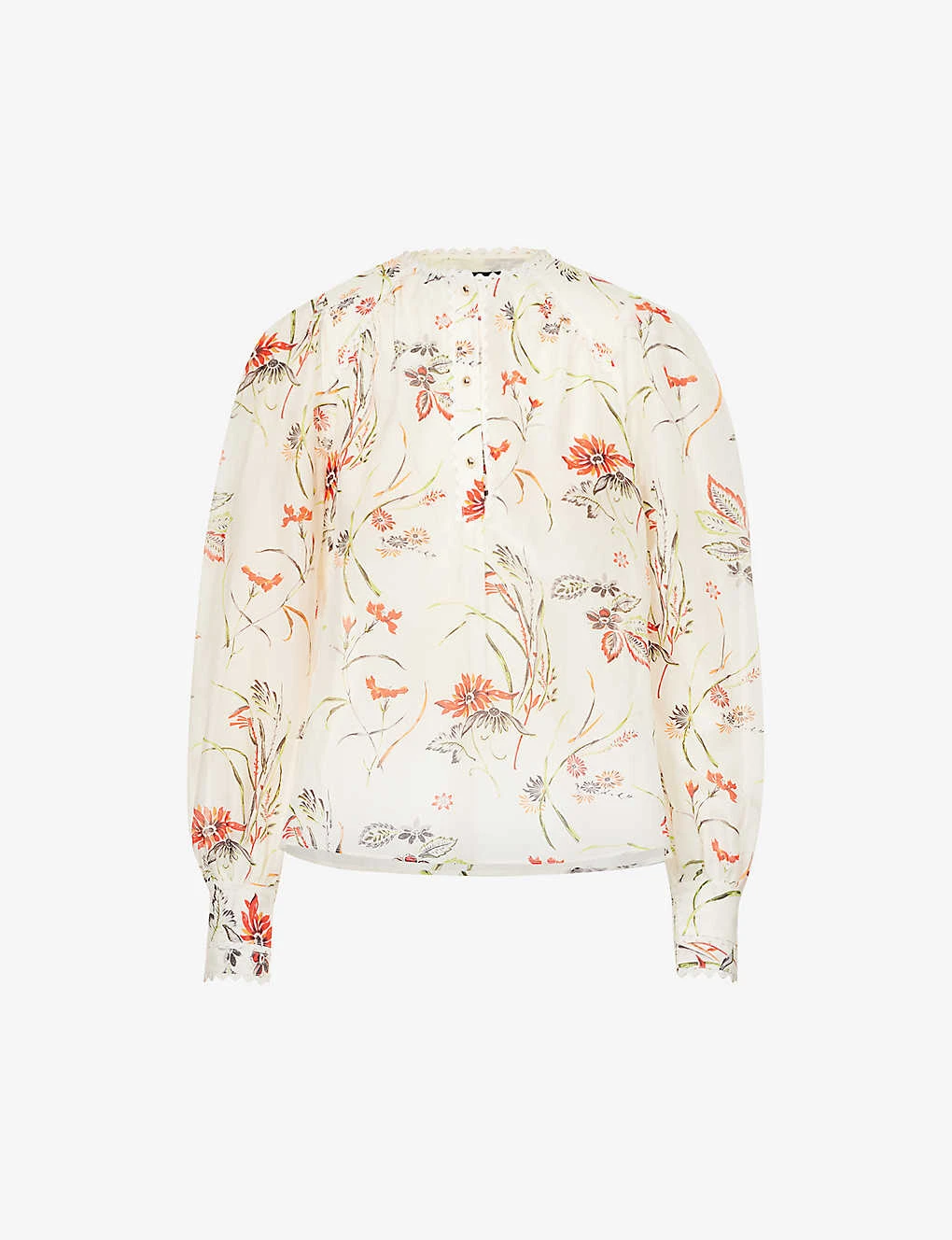 ME AND EM Floral-print Broderie-trim Cotton And Silk-blend Blouse 3 ME AND EM Floral-print Broderie-trim Cotton And Silk-blend Blouse