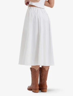 Cora Self-tie Stretch-woven Midi Skirt -Ted Baker Store R04181984 WHITE ALT03