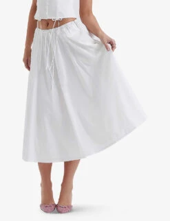 Cora Self-tie Stretch-woven Midi Skirt -Ted Baker Store R04181984 WHITE ALT04