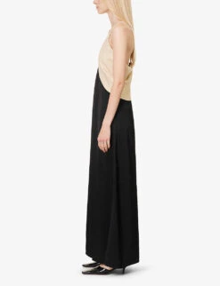 Toteme Draped Colour-block Woven Midi Dress -Ted Baker Store R04183208 BLACKBLEACHEDSAND ALT02