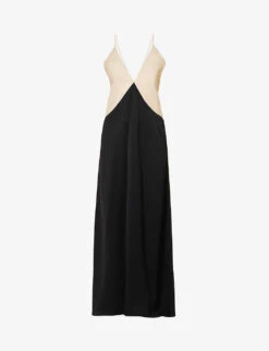 Toteme Draped Colour-block Woven Midi Dress