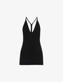 Toteme Y-back Plunge-neck Wool-blend Knitted Top