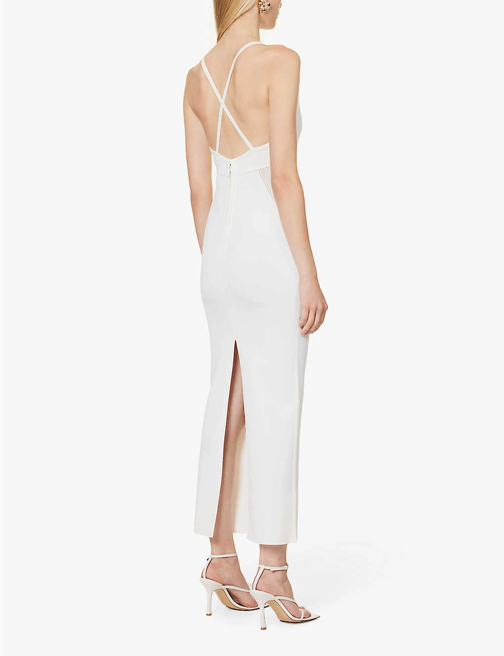 HERVE LEGER V-neck Pointelle-knit Fitted Midi Dress 6 HERVE LEGER V-neck Pointelle-knit Fitted Midi Dress - Image 4