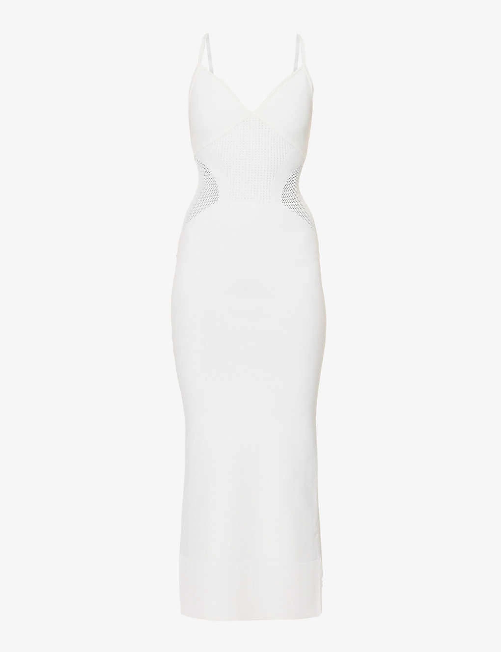 HERVE LEGER V-neck Pointelle-knit Fitted Midi Dress 3 HERVE LEGER V-neck Pointelle-knit Fitted Midi Dress