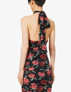 Magda Butrym Floral-print Slim-fit Stretch-woven Bodysuit -Ted Baker Store R04183230 BLACK ALT03