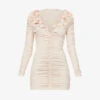 Magda Butrym Ruched-design Ruffle-trim Stretch-woven Mini Dress -Ted Baker Store R04183239 BEIGE M