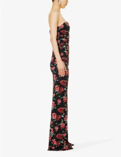 Magda Butrym Floral-print Strapless Stretch-woven Maxi Dress -Ted Baker Store R04183240 BLACK ALT02