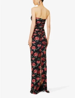 Magda Butrym Floral-print Strapless Stretch-woven Maxi Dress -Ted Baker Store R04183240 BLACK ALT03