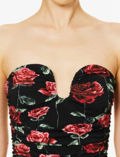 Magda Butrym Floral-print Strapless Stretch-woven Maxi Dress -Ted Baker Store R04183240 BLACK ALT04