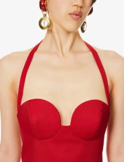 Magda Butrym Sweetheart-neck Structured-cup Wool Mini Dress 11 Magda Butrym Sweetheart-neck Structured-cup Wool Mini Dress -Ted Baker Store R04183246 RED ALT04