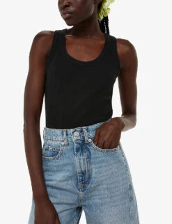 Whistles Scoop-neck Ribbed Stretch-knit Vest Top -Ted Baker Store R04183643 BLACK ALT02