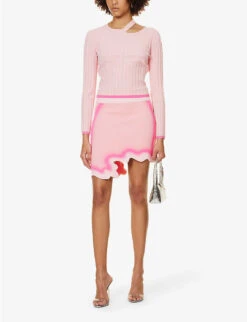 Salem Wavy Asymmetrical Recycled Viscose-blend Mini Skirt -Ted Baker Store R04183694 CHIFFONPINK ALT01