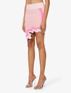 Salem Wavy Asymmetrical Recycled Viscose-blend Mini Skirt -Ted Baker Store R04183694 CHIFFONPINK ALT02