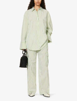 Stine Goya Mia Striped Organic-cotton Shirt -Ted Baker Store R04183751 GREENSTRIPES ALT01
